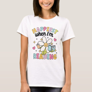 Happies when i'm reading flower reading book T-Shirt