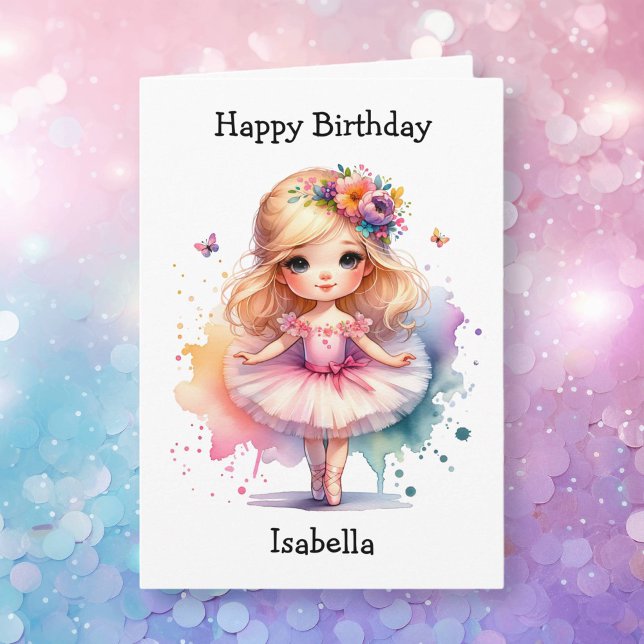 Happiest Birthday Ballerina Colouring Page Girl's Card (Creator Uploaded)