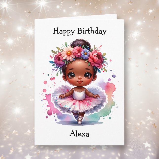 Happiest Birthday Ballerina Colouring Page Girl's Card (Creator Uploaded)