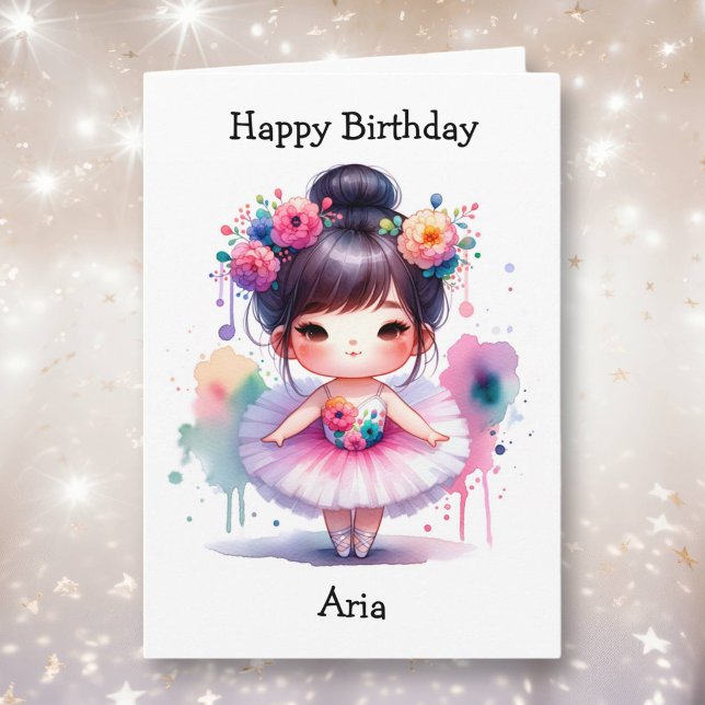 Happiest Birthday Ballerina Colouring Page Girl's Card (Creator Uploaded)