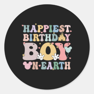 Happiest Birthday Boy On Earth Classic Round Sticker