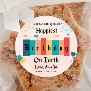 Happiest Birthday On Earth Magical Birthday Classic Round Sticker