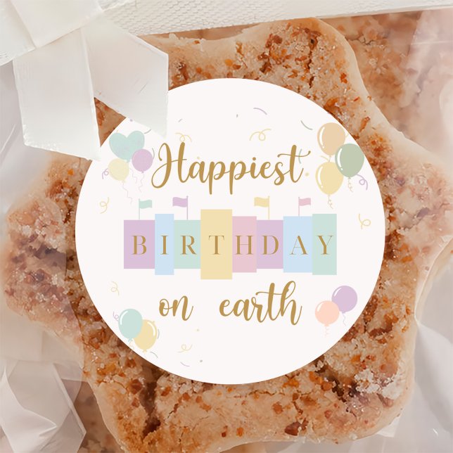 Happiest Birthday On Earth Magical Birthday Classic Round Sticker (Creator Uploaded)