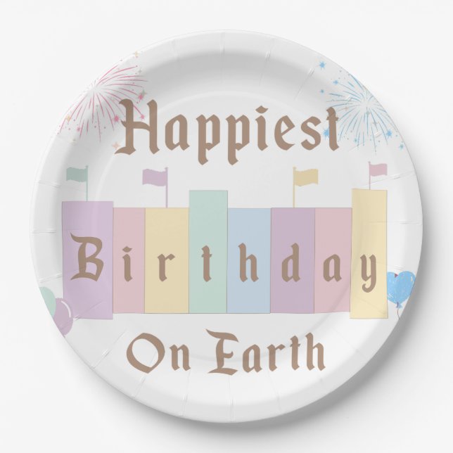 Happiest Birthday On Earth Magical Birthday Paper Plate (Front)