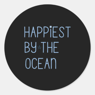 Happiest by the ocean beach love vacation summer classic round sticker