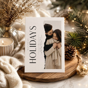 Happiest Christmas Torn Paper Couple Photo  Holiday Card