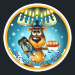 Happiest Christmukkah Hanukkah Christmas Reindeer Classic Round Sticker<br><div class="desc">Not sure whether to celebrate Christmas or Hanukkah? Have a little of each in your holiday celebration? Then this "Happiest Christmukkah" Hanukkah Reindeer wants to be part of your holiday celebration this year! And if you'd rather something other than "Happiest Christmukkah" on your stickers, it's customisable, so that's no problem....</div>