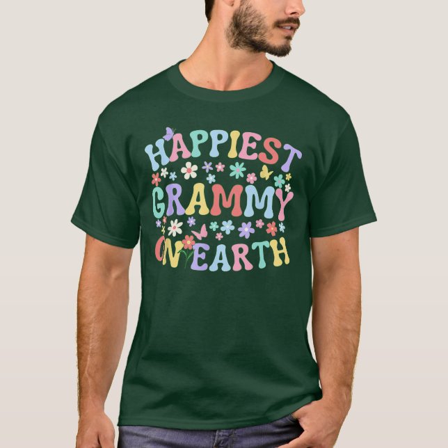 Happiest Grammy On Earth Familyrip Squad Groovy Gr T-Shirt (Front)