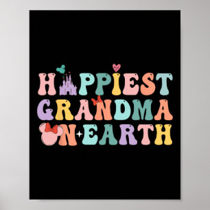 Happiest Grandma On Earth Groovy Mum Mother's Day  Poster