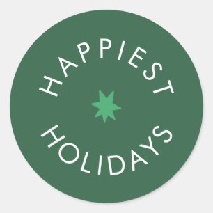Happiest Holiday Star Badge Classic Round Sticker
