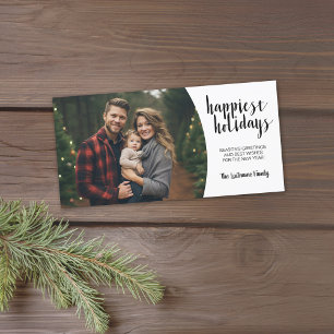 Happiest Holidays - 1 Photo Modern Minimalist Holiday Card