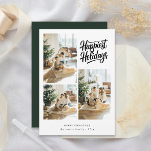 Happiest Holidays 3 Photo Family Christmas Card