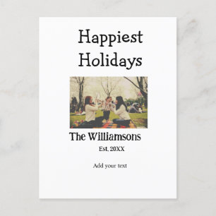 Happiest holidays add family name year photomodern announcement postcard