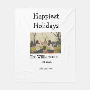Happiest holidays add family name year photomodern fleece blanket