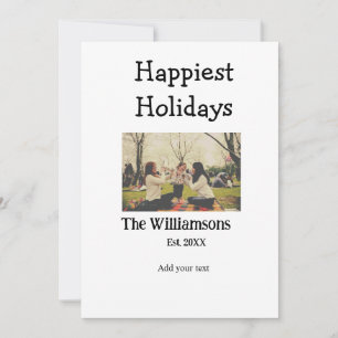 Happiest holidays add family name year photomodern invitation
