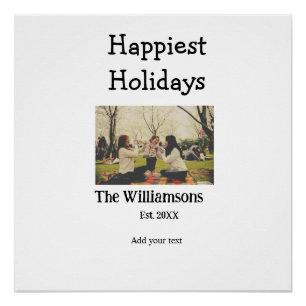 Happiest holidays add family name year photomodern poster