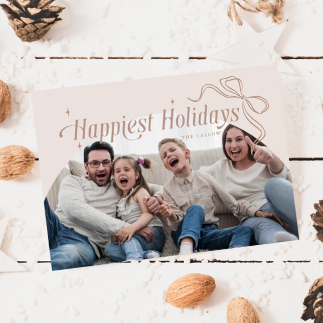 Happiest Holidays Beige Christmas Holiday Card (Creator Uploaded)