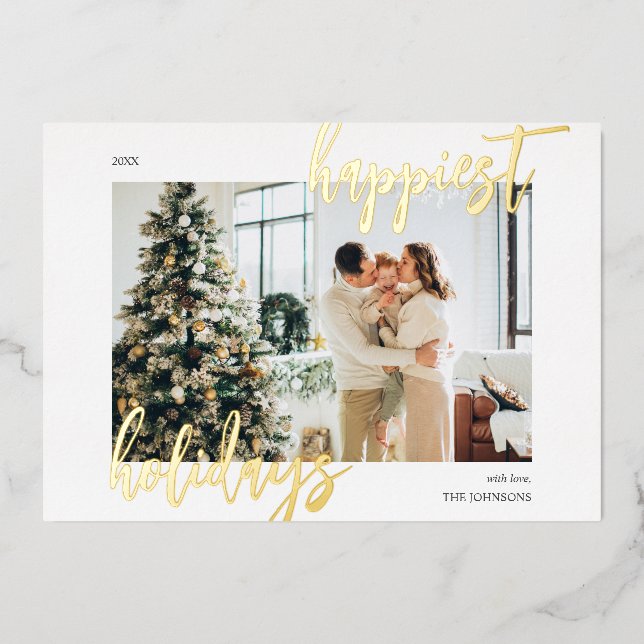 Happiest Holidays Brush Script Photo (Front)
