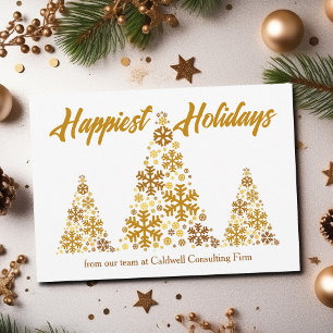 Happiest Holidays Chic Gold Christmas Tree Company Holiday Card