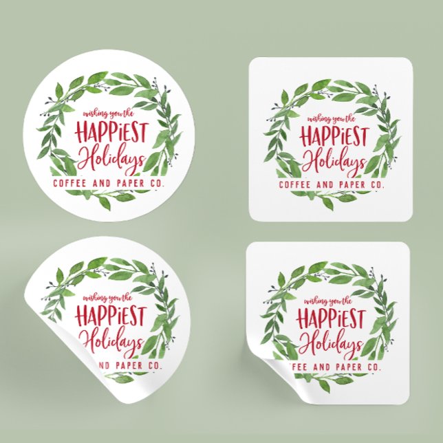 Happiest holidays corporate business christmas classic round sticker (Creator Uploaded)