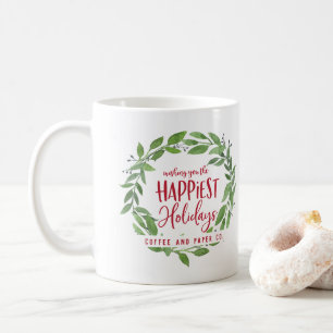 Happiest holidays corporate business christmas coffee mug