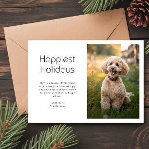 Happiest Holidays Cute Dog Photo Christmas Card
