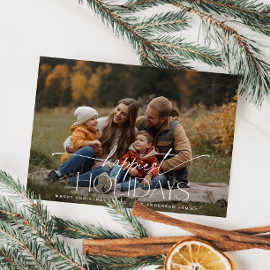 Happiest Holidays Elegant Typography Photo Holiday Card