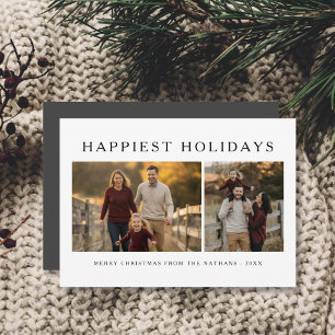 Happiest Holidays Family 2 Photo Christmas Card