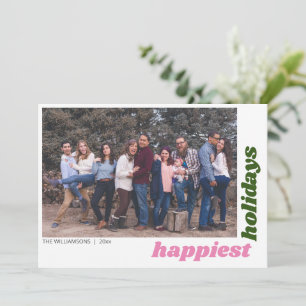 Happiest Holidays Family Photo Colourful Christmas Holiday Card