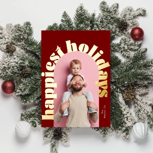 happiest holidays gold bold text arch photo