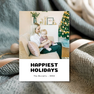 Happiest Holidays Modern Family Photo Christmas Holiday Card