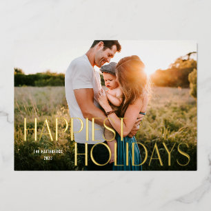 Happiest Holidays Modern Type Photo