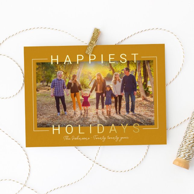 Happiest Holidays Modern Yellow Gold Frame (Creator Uploaded)