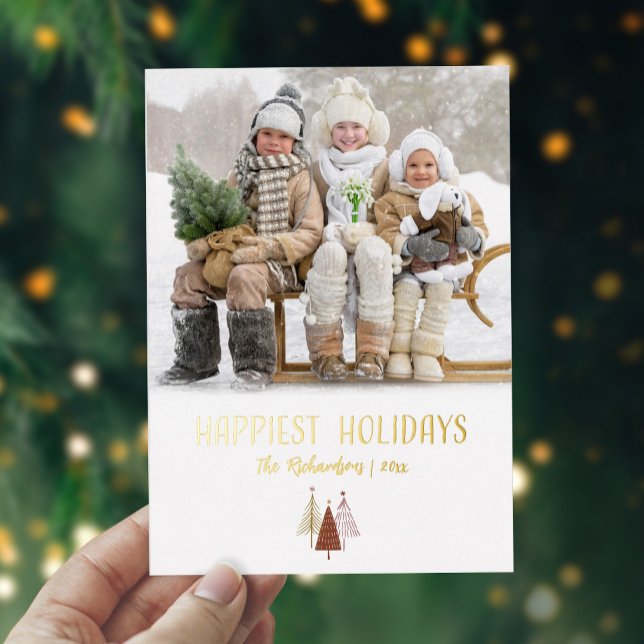Happiest Holidays Photo Personalised Elegant Gold (Happiest Holidays Photo Personalized Elegant Gold Foil Holiday Card)