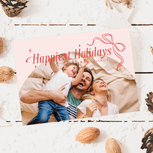 Happiest Holidays Pink Christmas Holiday Card