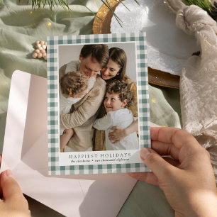 Happiest Holidays Plaid Photo Holiday Card