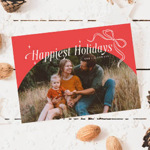 Happiest Holidays Red Christmas Holiday Card