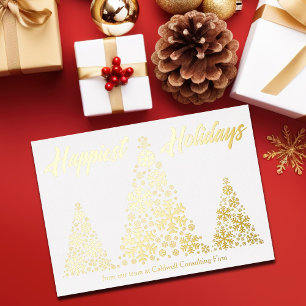 Happiest Holidays Snowflake Trees Company Gold