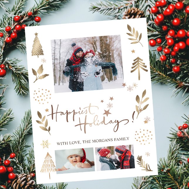 Happiest Holidays Stars Pine Tree Photo Announcement (Creator Uploaded)