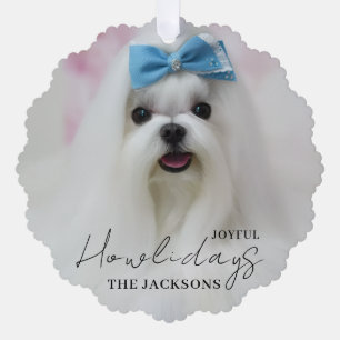 Happiest Howlidays Dog Photo Christmas Design Tree Decoration Card