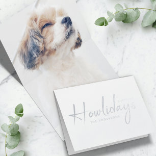 Happiest Howlidays   Dog Photo Christmas Minimal Foil Card