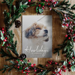 Happiest Howlidays | Dog Photo Christmas Minimal Holiday Card<br><div class="desc">Simple, stylish custom photo Happiest Howlidays flat holiday greeting card with modern minimalist handwritten script typography in white and a simple gradient over a full photo with a natural taupe grey colour on the reverse. The photo of your beloved pet and text can easily be personalised for a design as...</div>
