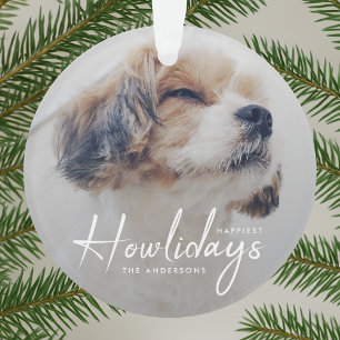 Happiest Howlidays   Dog Photo Christmas Minimal Ornament