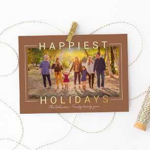 Happiest Modern Gold Text Brass Brown Photo