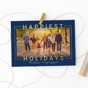 Happiest Modern Gold Text Navy Blue Photo