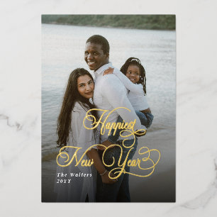 Happiest New Year Elegant Script Family 4 Photo