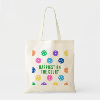 Happiest on the Court Pickleball Tote Bag