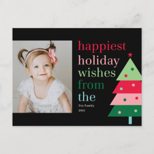 Happiest Tree Fun Modern Holiday Postcard