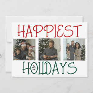 Happiest Trio Photo Christmast Greeting Card