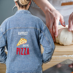 Happiest  when   baking Pizza  Denim Jacket